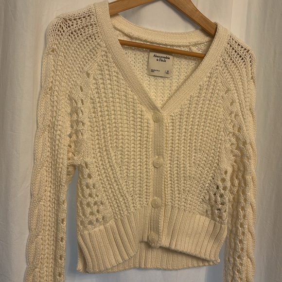 Women's white Knit Cardigan Sweater - Picture 1 of 9